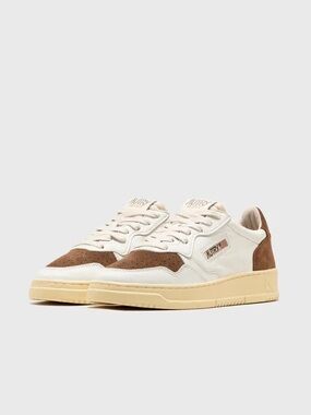 Autry Low-Top Cream & Brown Leather Sneakers
